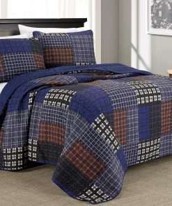 Chezmoi Collection Juego de edredón tipo colcha Sherman de