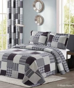 Juego de Colcha y Funda de Almohada a Cuadros Modernos