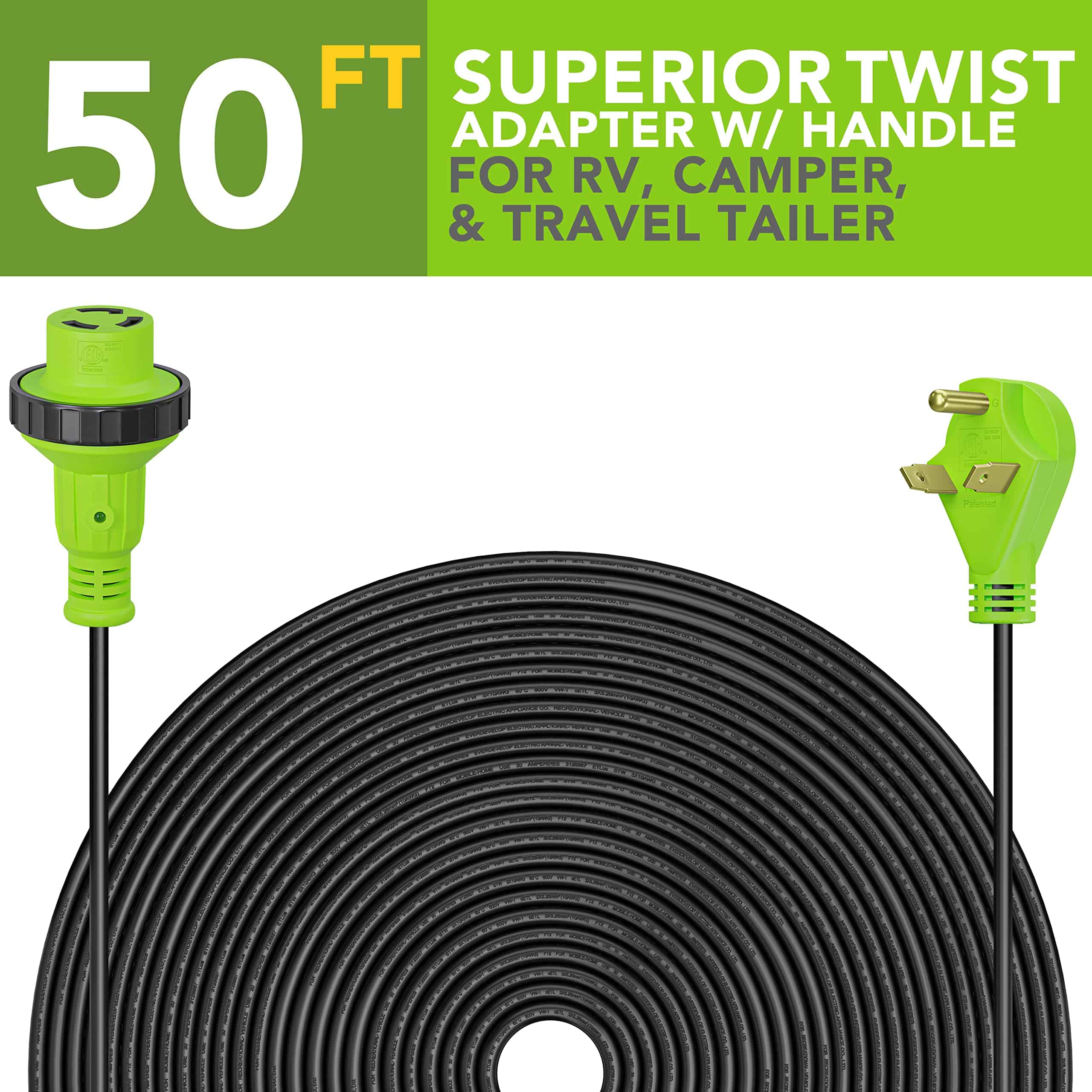 Cable de extensión de 50 pies Leisure Cords con Adaptador - Imagen 3