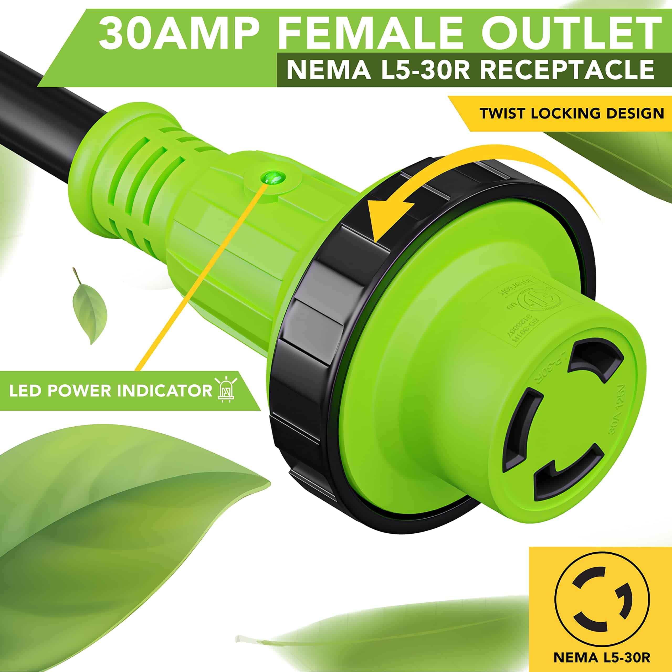 Cable de extensión de 50 pies Leisure Cords con Adaptador - Imagen 4