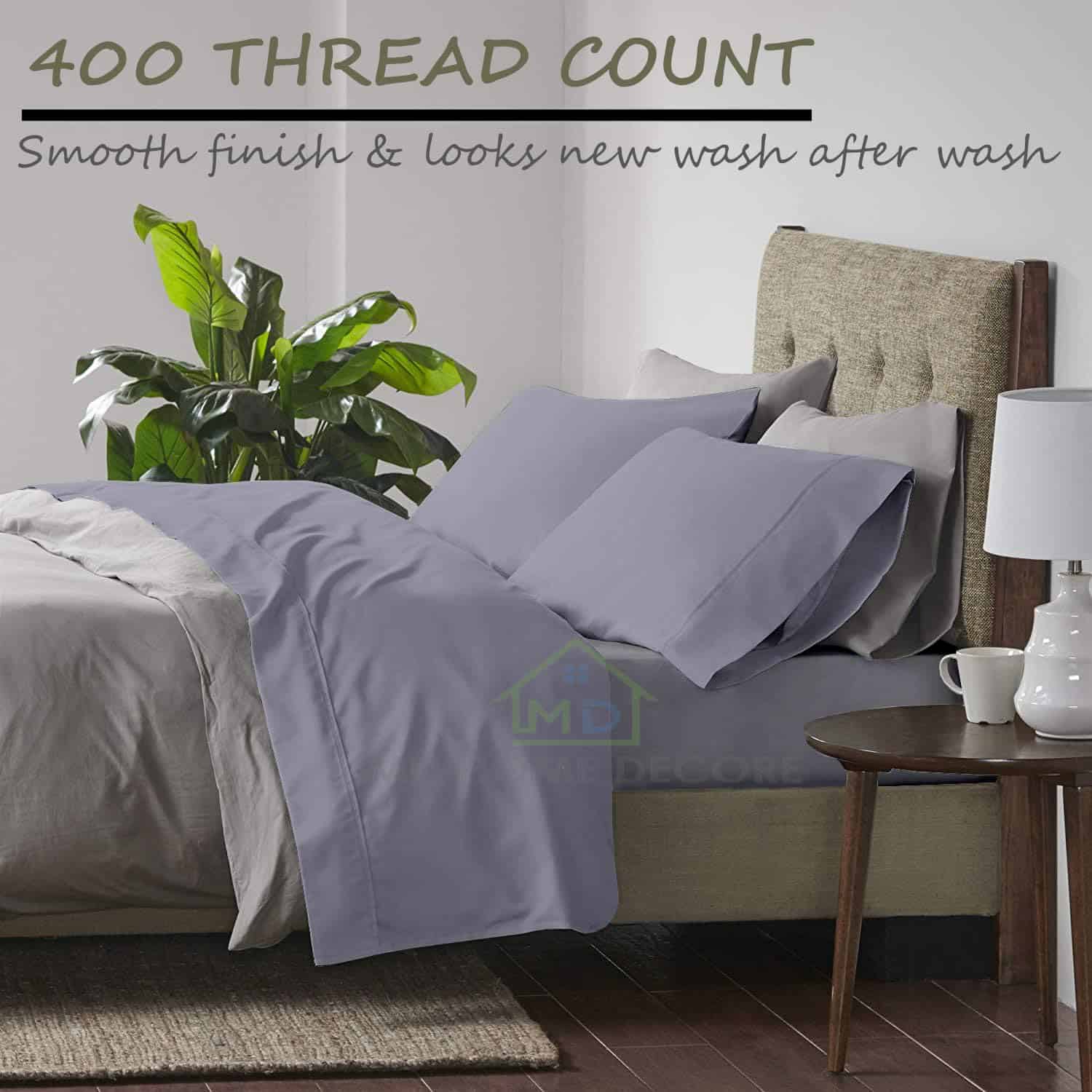 Juego de sábanas de bolsillo extra profundo (4 -Gris Claro S - Imagen 5