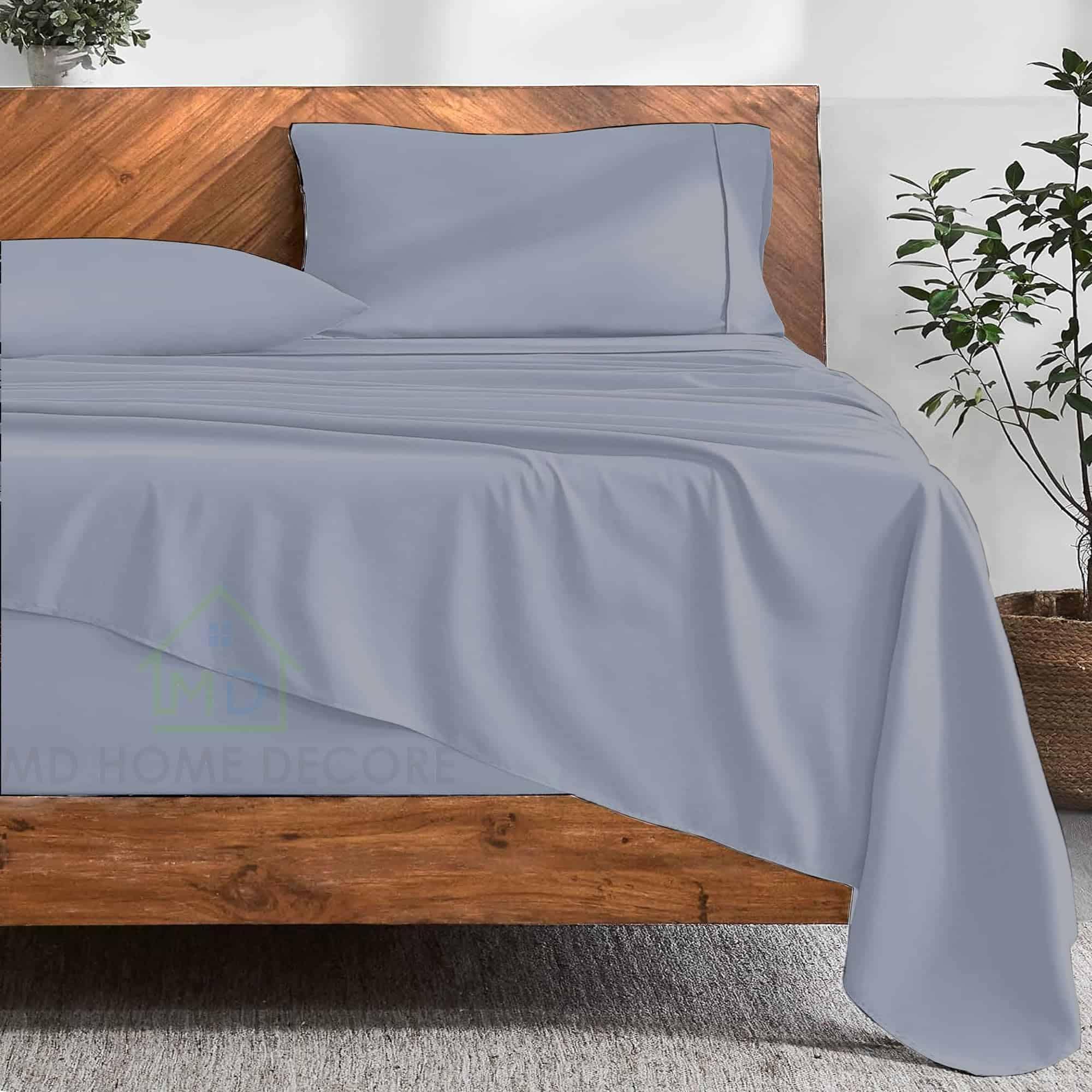 Juego de sábanas de bolsillo extra profundo (4 -Gris Claro S