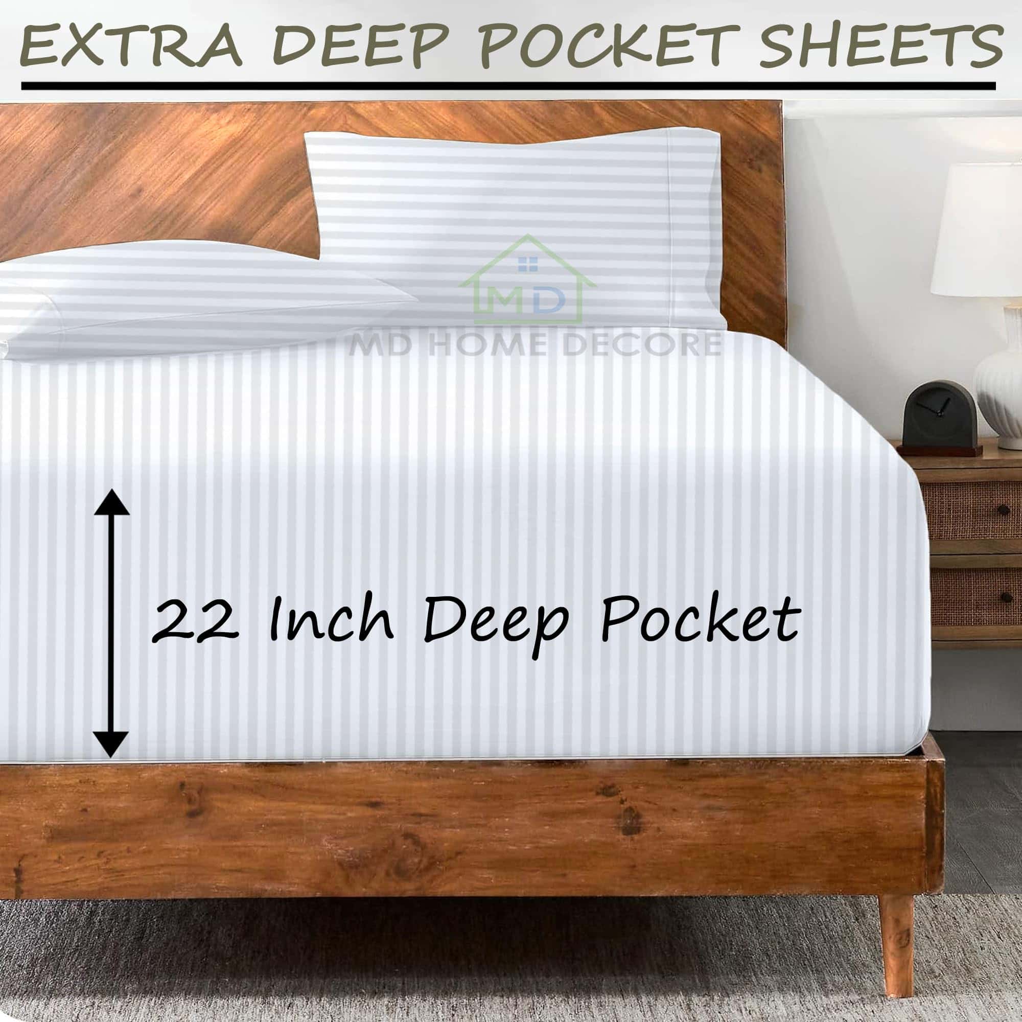 Juego de sábanas de 4 piezas Extra Deep Pocket 100% algodón - Imagen 4