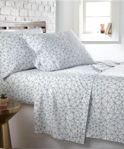 Juego de Sábanas Twin Blanco con Patrón Azul de la