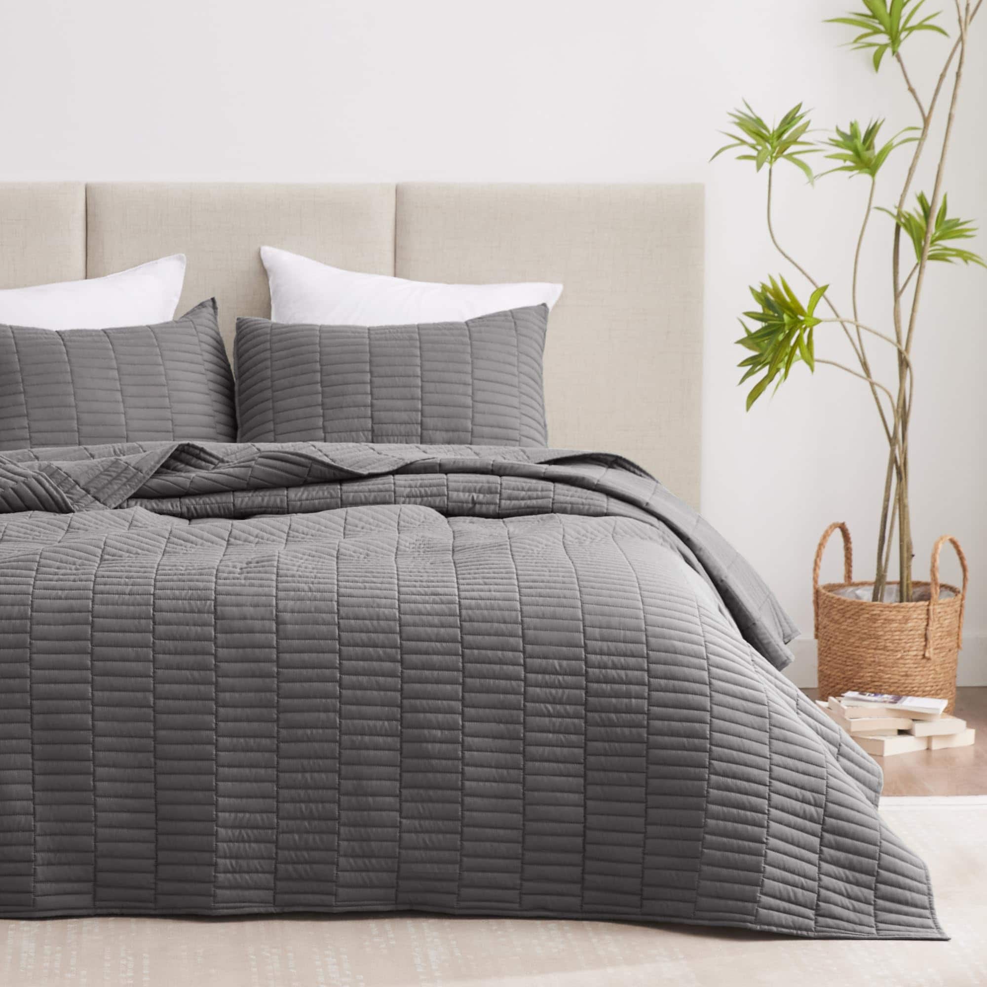 Juego de Edredón EXQ Home Tamaño King Gris 3 Piezas,