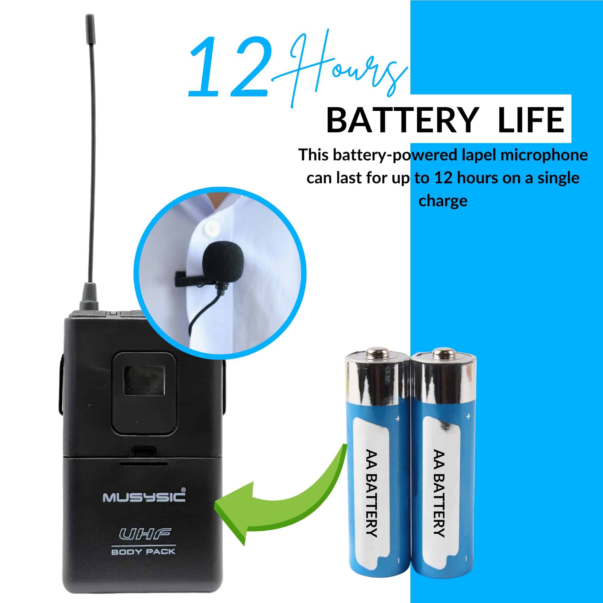 Sistema de Micrófono Inalámbrico UHF Profesional de 8 - Imagen 5