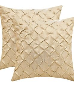 Funda de Almohada Euro Dorada (Seda Falsa, Pliegue al