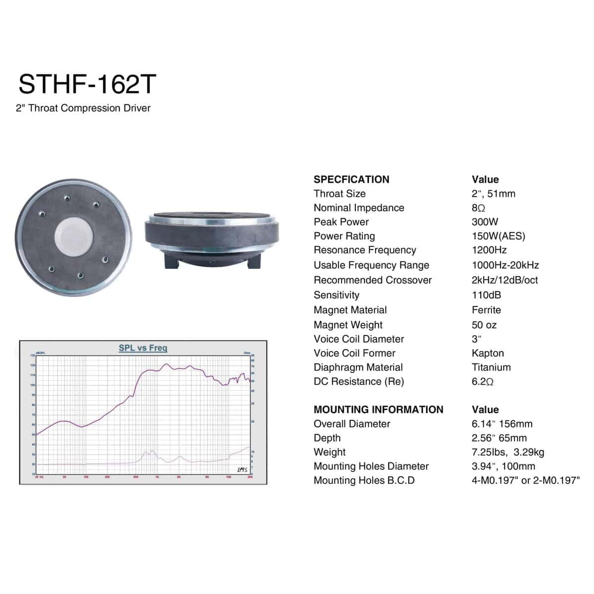 Driver de compresión de titanio Sound Town 3” (2” garganta) - Imagen 8