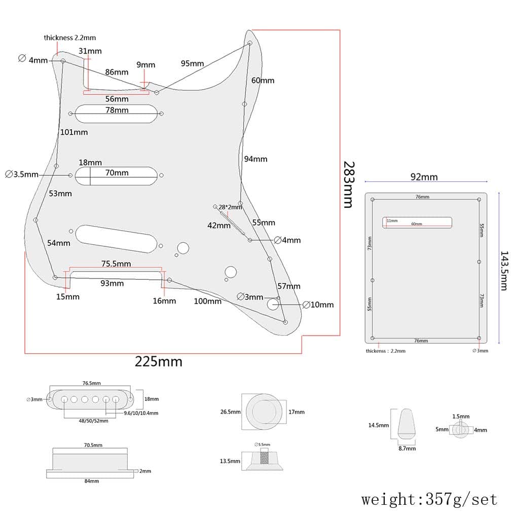 Alnicov SSS 3-Ply Prewired Loaded Pickguard Scratchplate - Imagen 6