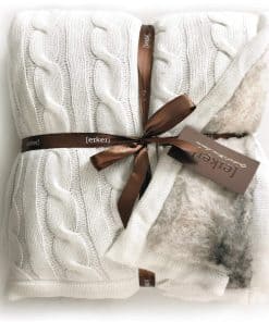 Manta de Punto de Cable con Forro de Piel Sintética