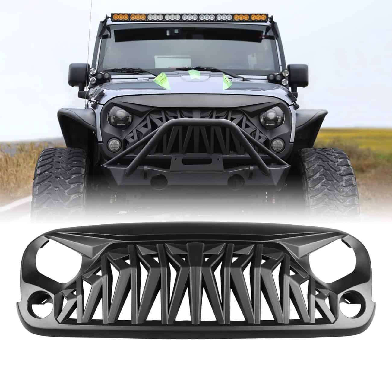 Rejilla Delantera Negra Mate Shark para Jeep Wrangler