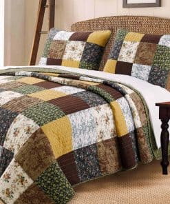 Colcha de retazos real de estilo country amarillo mostaza