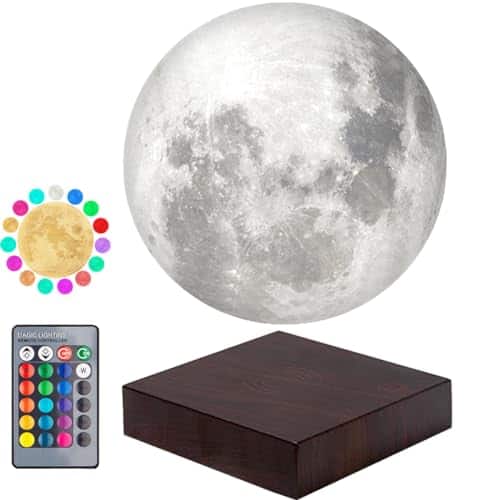 Lámpara Luna 3D Impresa - Levitación Magnética - 16 Colores