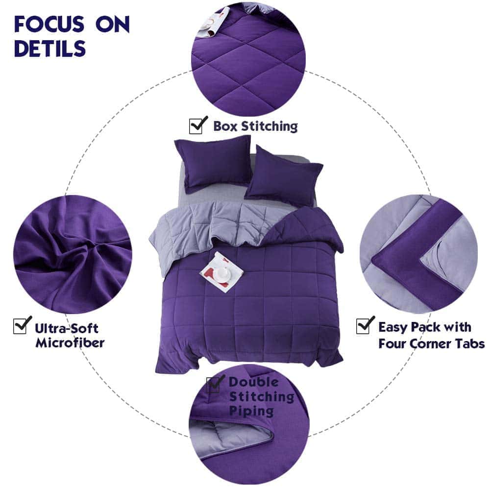Juego de Edredón Alternativo de Plumas HIG -Morado - Imagen 8