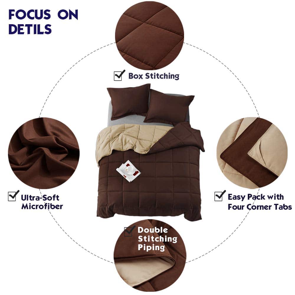 Juego de edredón alternativo de 3 piezas -Chocolate - Imagen 8