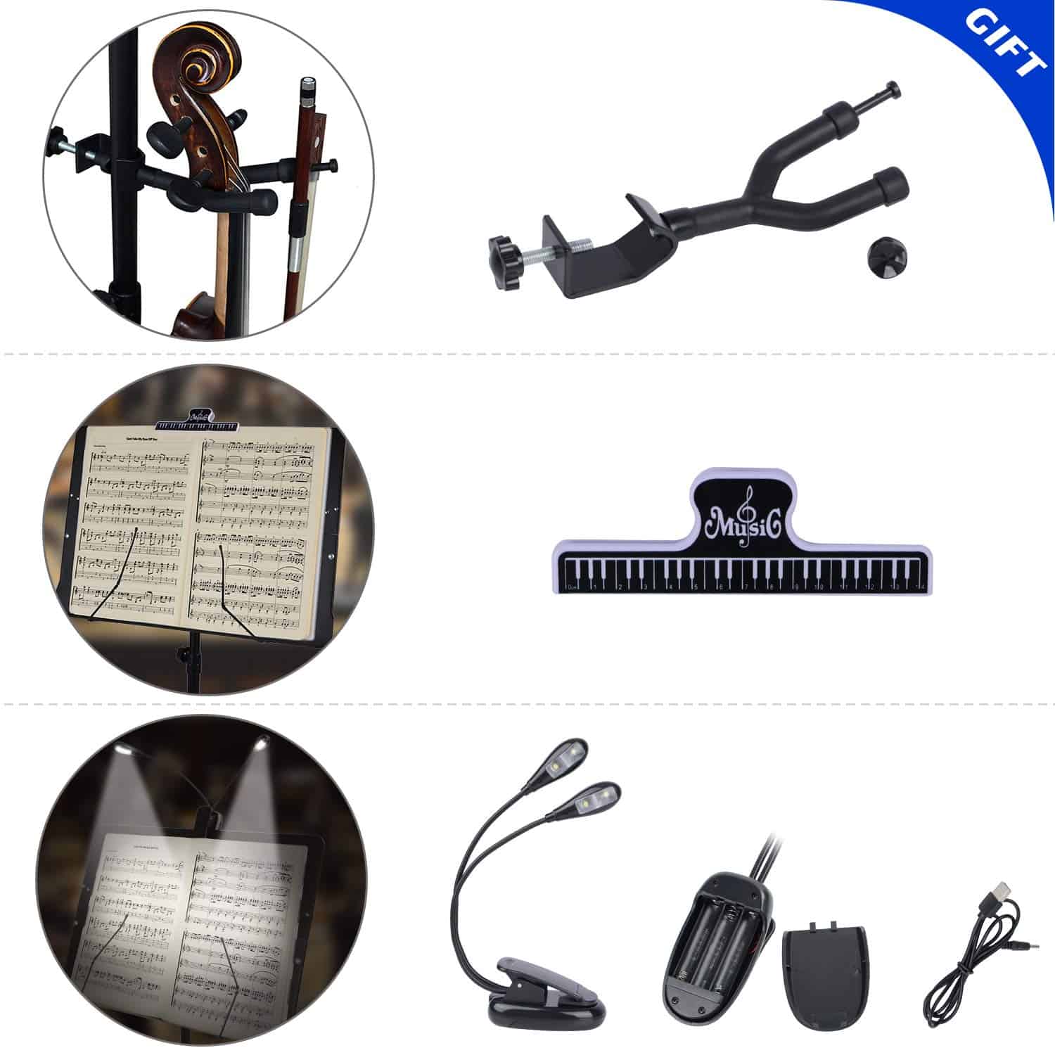 Soporte para Partitura Klvied con Colgador de Violín, - Imagen 6
