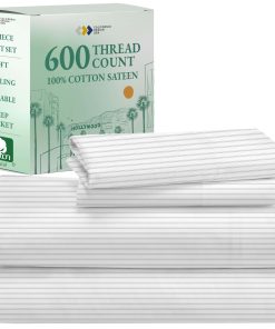 Juego de sábanas de algodón 100% de 600 hilos -Raya de Ticki