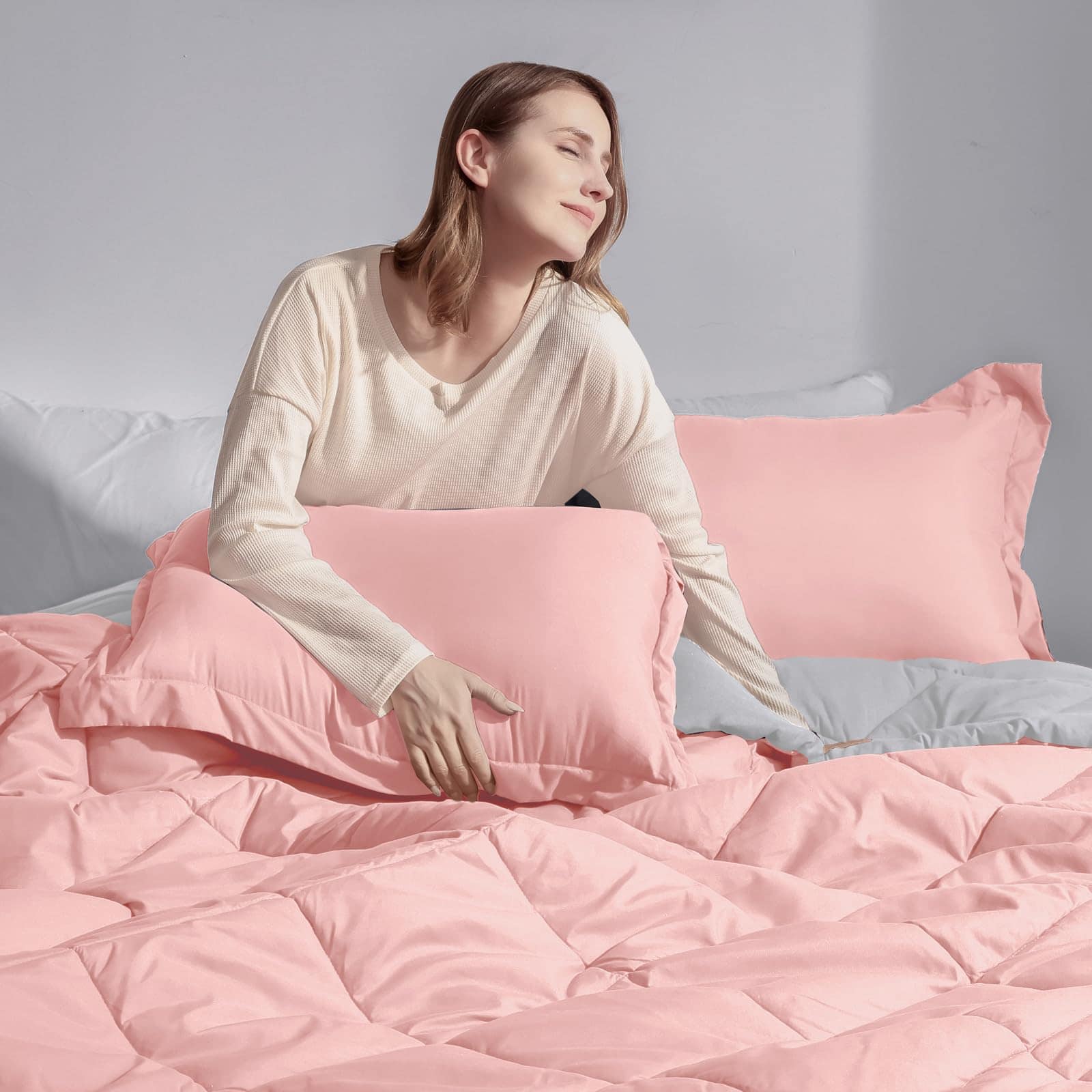 Juego de Edredón Básico Beyond - Edredón Individual Rosado - Imagen 8