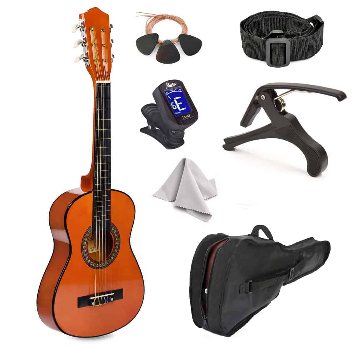 Guitarra de Madera de 30" con Estuche y Accesorios para
