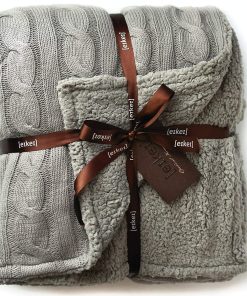 Manta oversized reversible de punto de cable con forro de