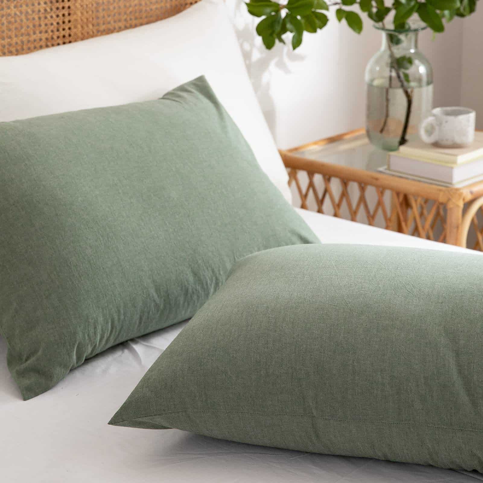 Set de Cubierta de Edredón Verde Queen, 100% Algodón Lavado - Imagen 7