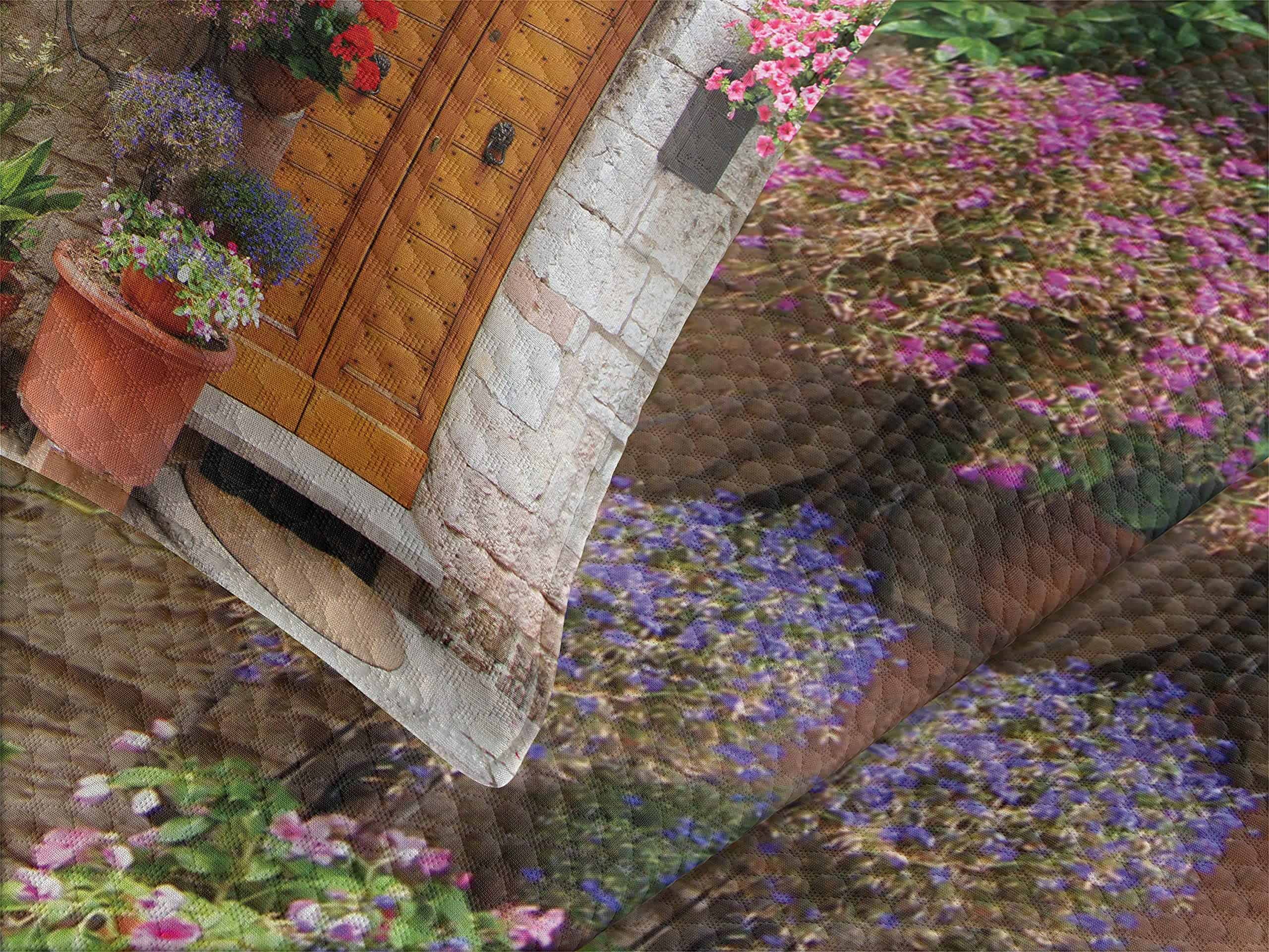 Colcha Lunarable Tuscan, Flores de Begonia en Ventana de - Imagen 4