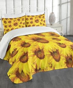 Colcha Lunarable Girasol, Ramo Girasol Floreciente Botánica