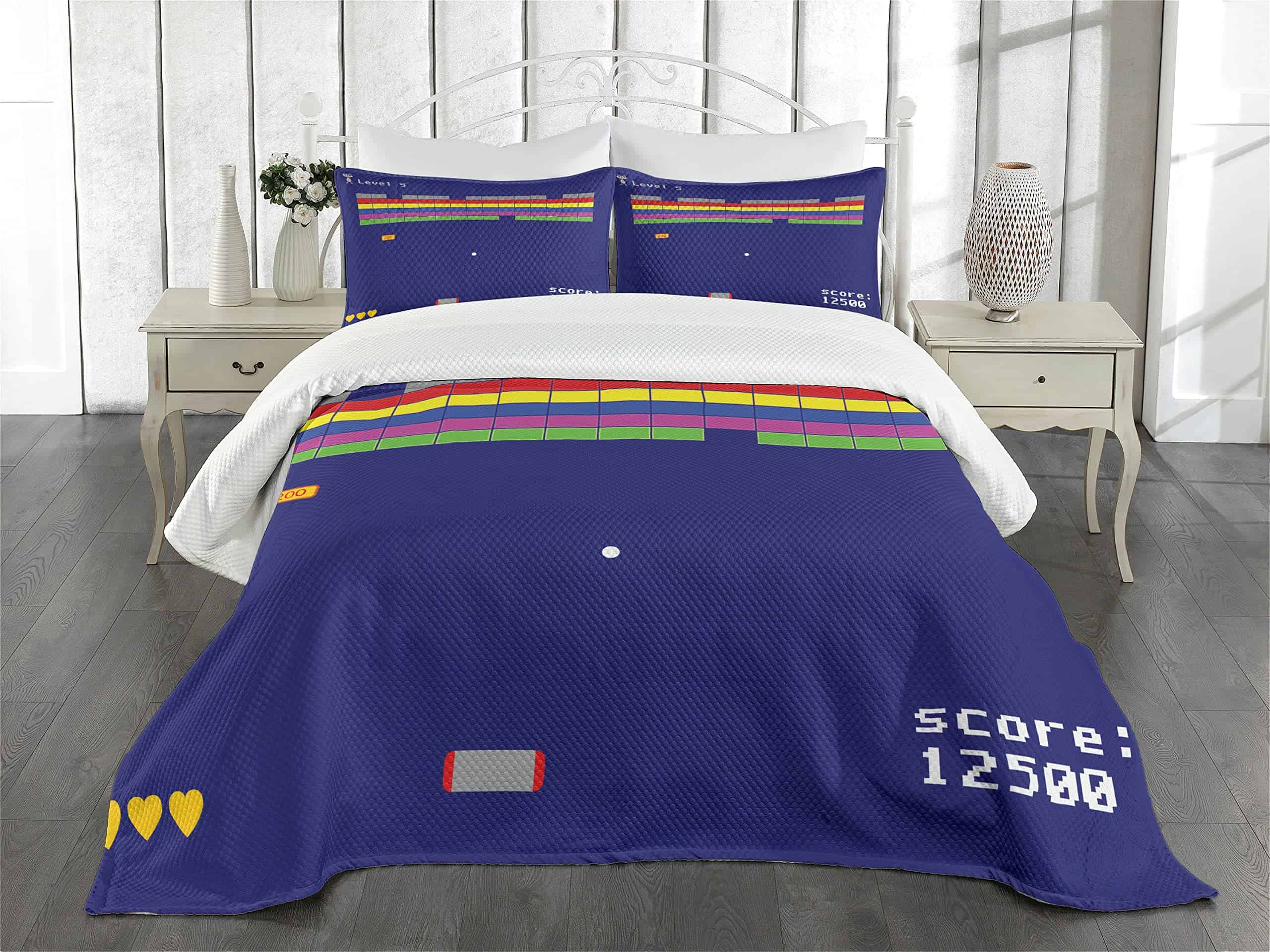 Colcha Lunarable Vintage, Diseño Arcade Juguetón con Formas - Imagen 3