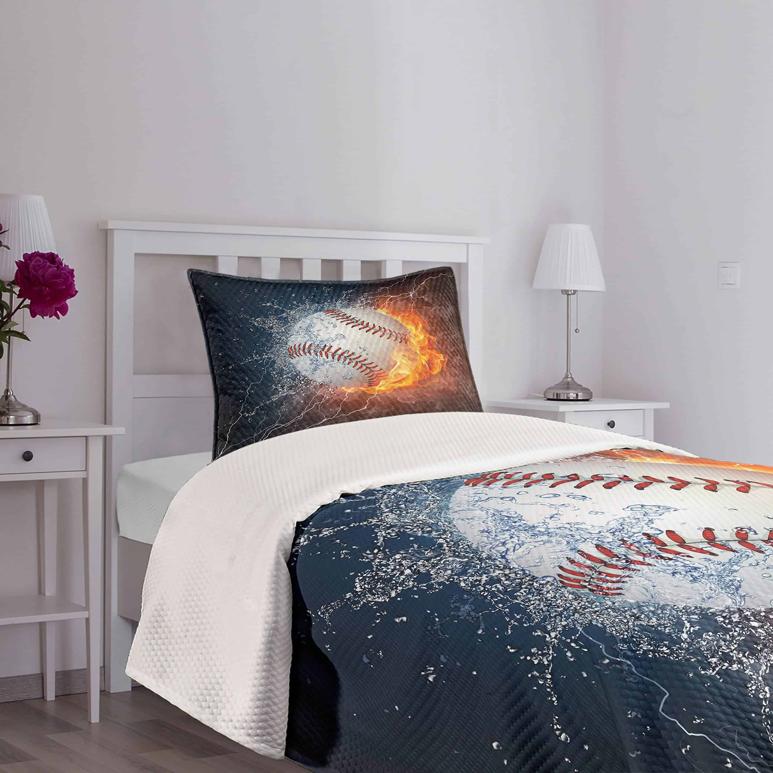 Colcha Lunarable Deportiva, Bola de Béisbol y Agua - Imagen 8