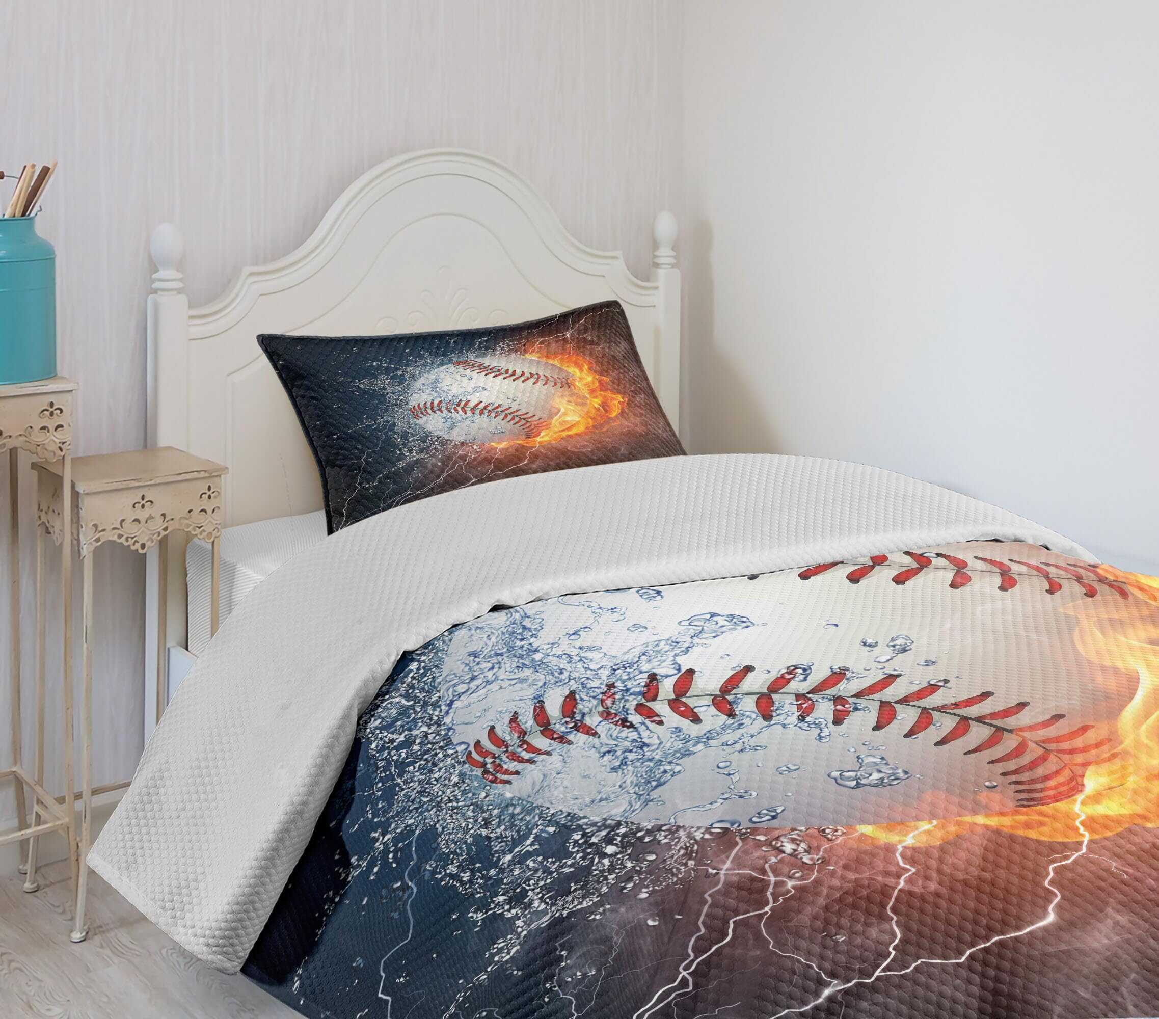 Colcha Lunarable Deportiva, Bola de Béisbol y Agua - Imagen 5