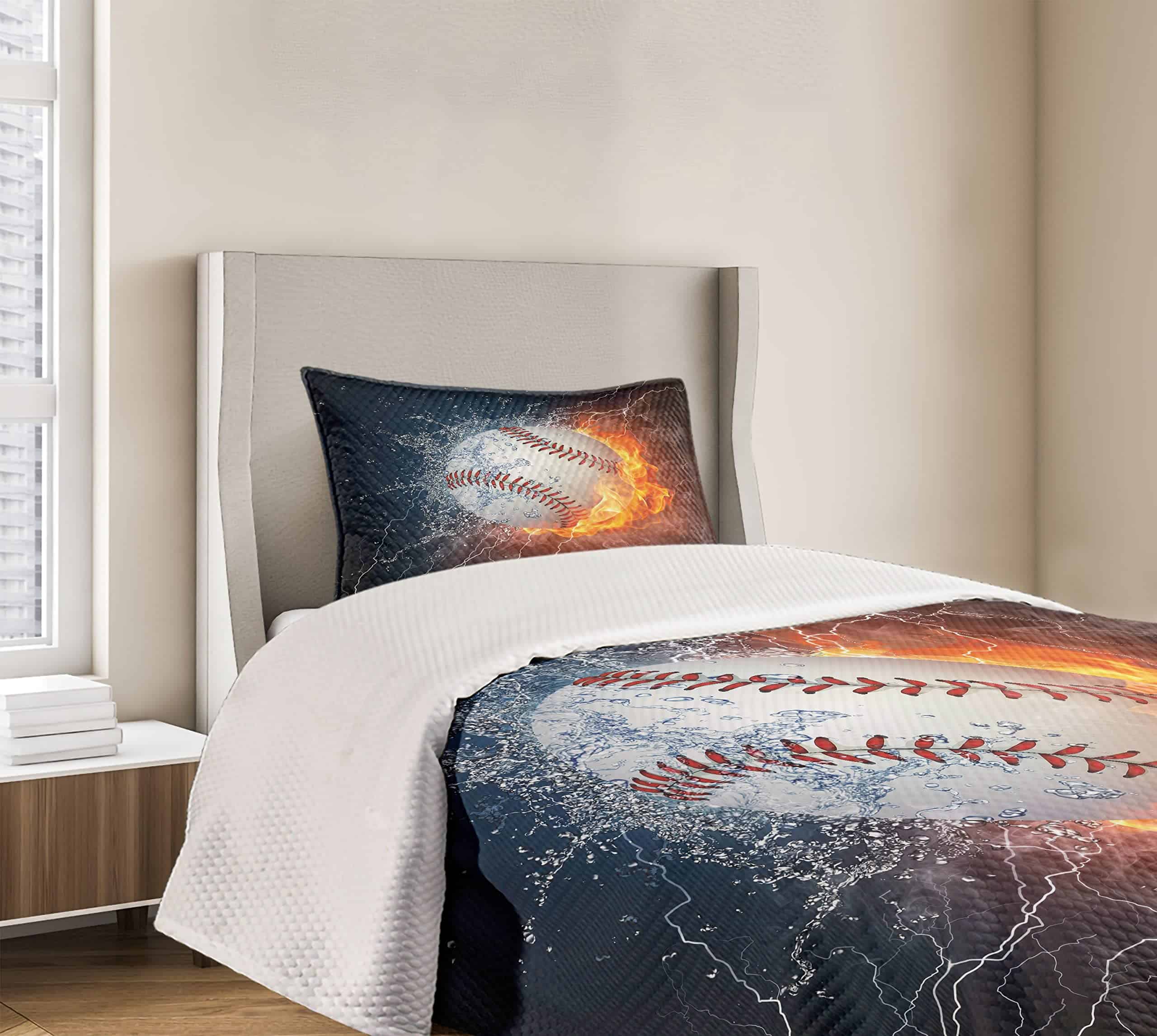 Colcha Lunarable Deportiva, Bola de Béisbol y Agua - Imagen 7