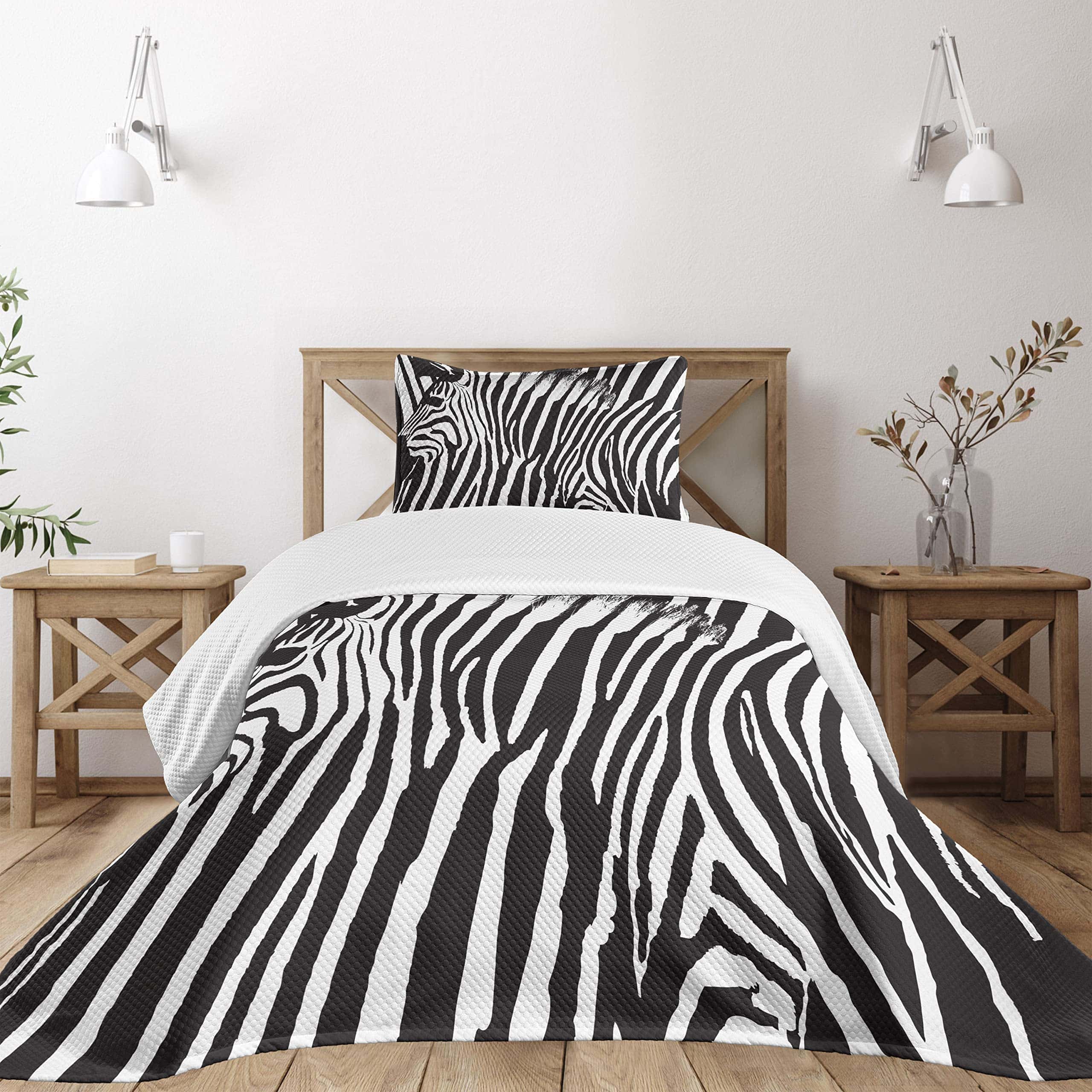 Colcha Lunarable de Estampado de Cebra, Wild Donkey Diseño