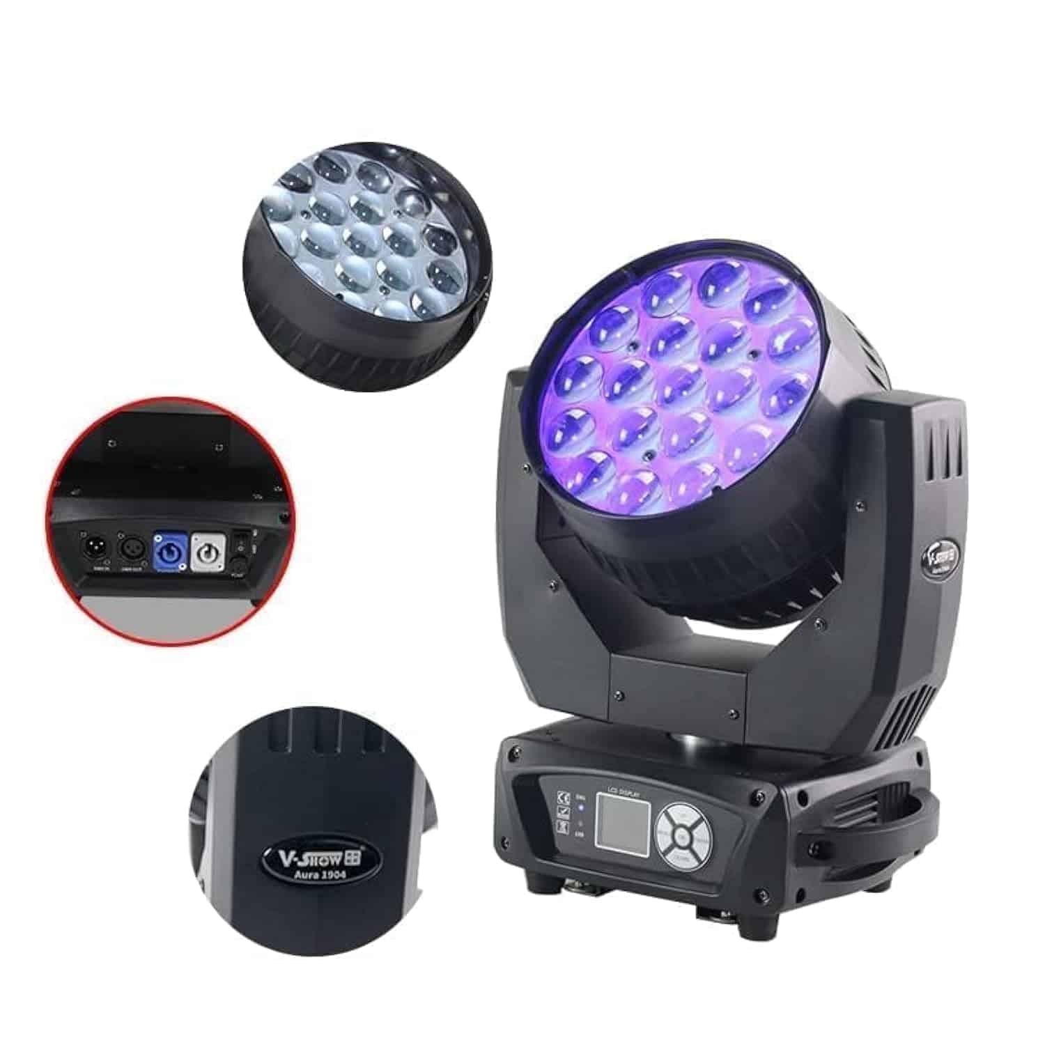VShow 19x15W RGBW 4IN1 Aura Zoom Wash Moving Head Light con