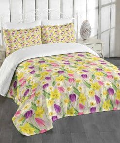 Colcha Lunarable Daffodils, Flores de Tulipán y Narciso