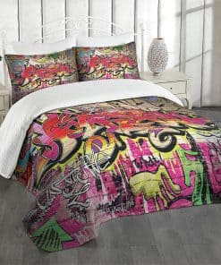 Edredón Lunarable de Pared de Ladrillo, Graffiti en Estilo