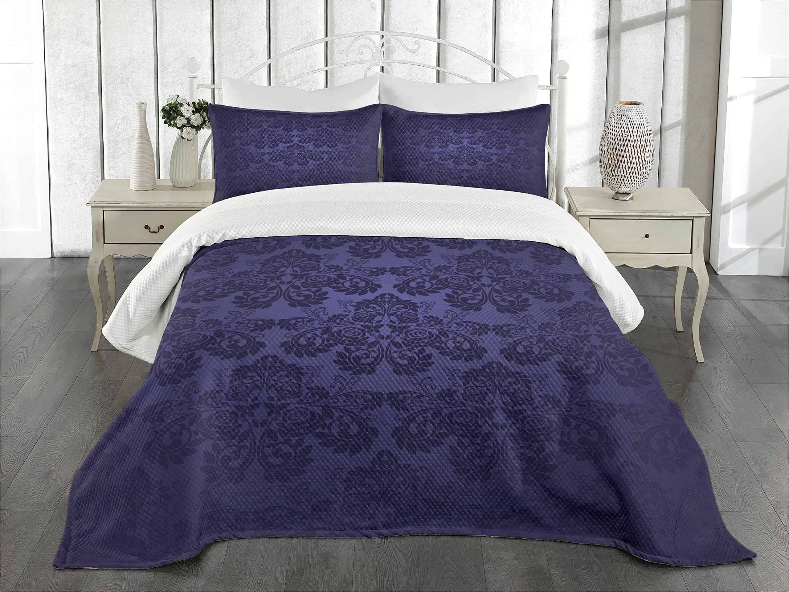 Colcha Lunarable Damask, Diseño Antiguo Floral Real en - Imagen 3