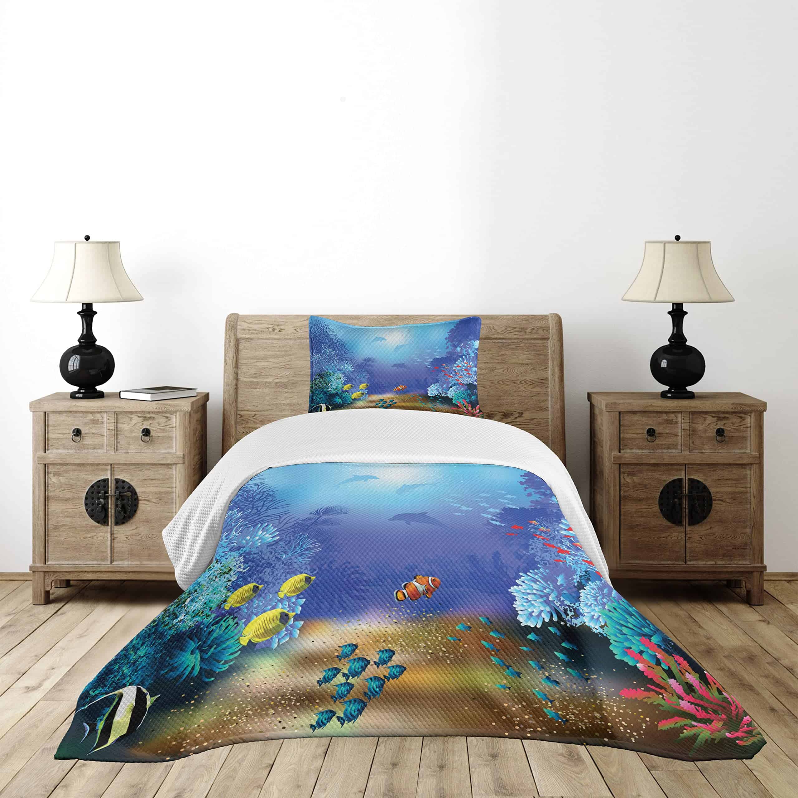 Colcha Lunarable Bajo el Agua, Arrecife de Coral, Pólipos, - Imagen 3