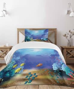 Colcha Lunarable Bajo el Agua, Arrecife de Coral, Pólipos,