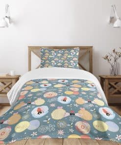 Colcha Lunarable para Cama, Erizos Besándose Corazones