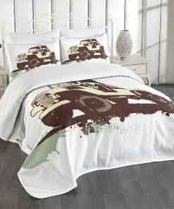 Edredón de Lunarable, Estilo Retro Pop Art Coche Vintage en