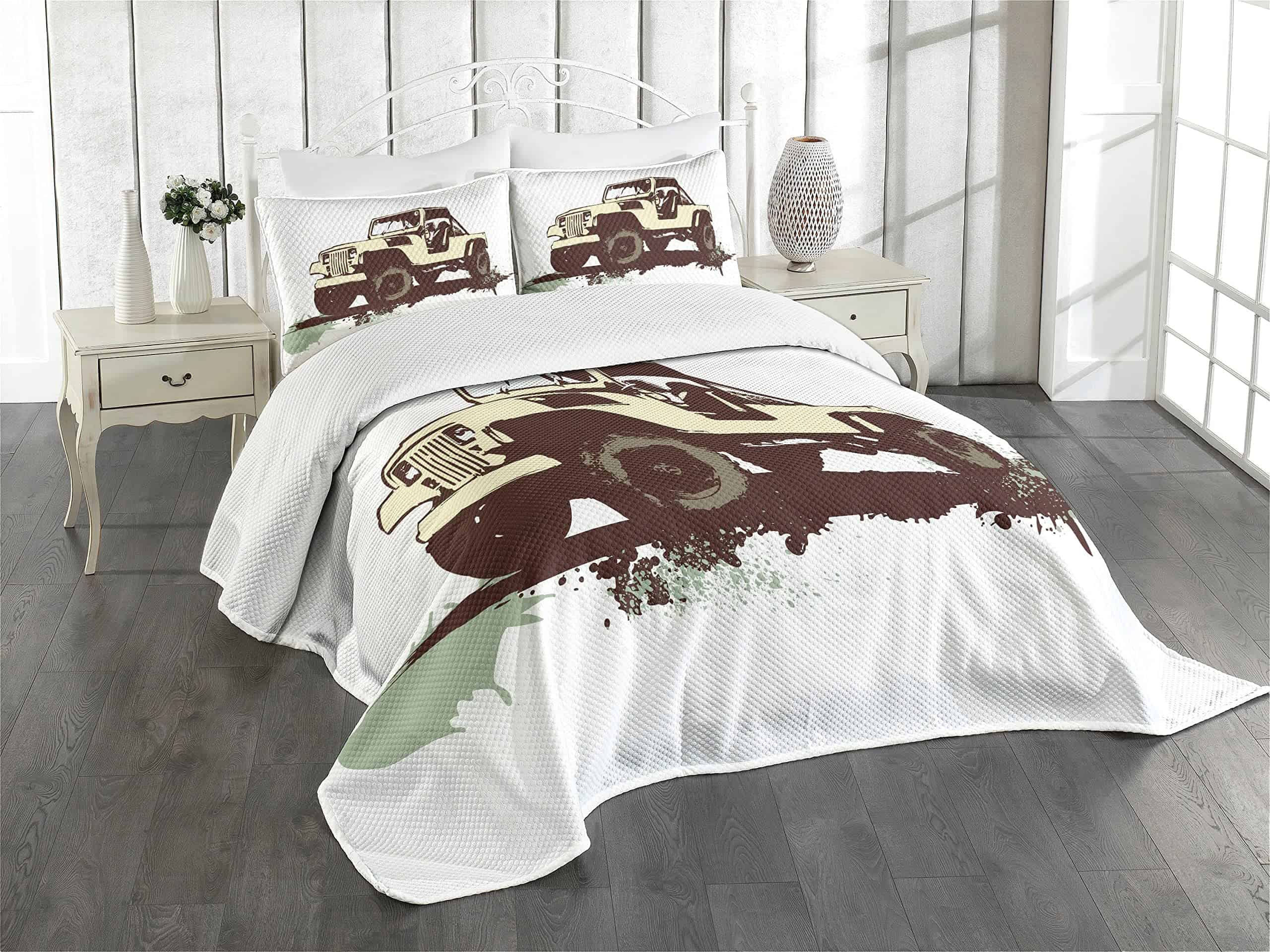 Edredón de Lunarable, Estilo Retro Pop Art Coche Vintage en