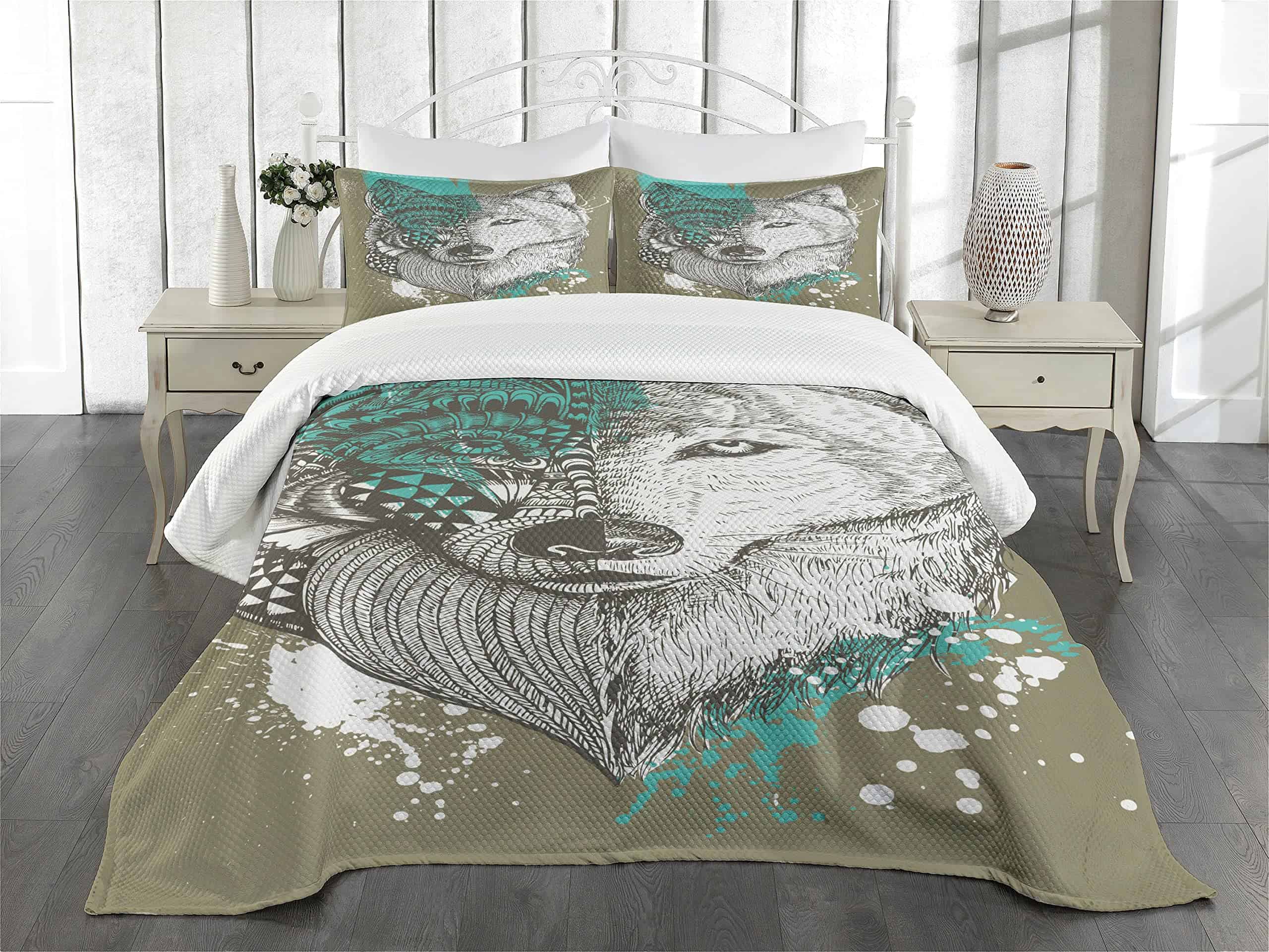 Colcha Lunarable Wolf, Dibujo a Mano de Perro Zentangle con - Imagen 3