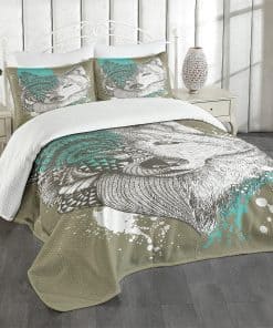 Colcha Lunarable Wolf, Dibujo a Mano de Perro Zentangle con