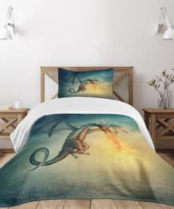 Colcha Decorativa Lunarable Fantasy, Dragón en el Cielo