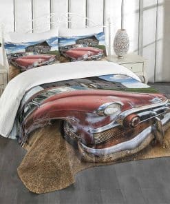 Colcha Lunarable Vintage, Coche Abandonado Clásico Antiguo