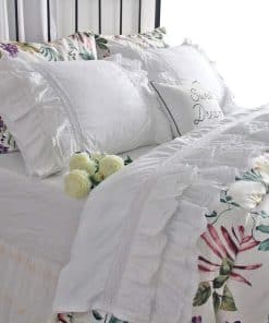 Juego de sábanas de encaje de ojales de lujo tamaño King,