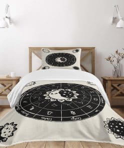 Colcha Lunarable Sol y Luna, Motivos Florales Vintage de