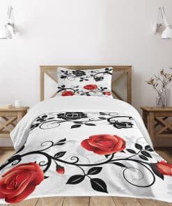 Colcha Lunarable English Garden, Resumen Floral de Rosas,