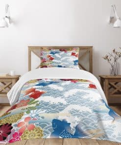 Colcha Lunarable East, Diseño Tradicional Japonés con Tonos