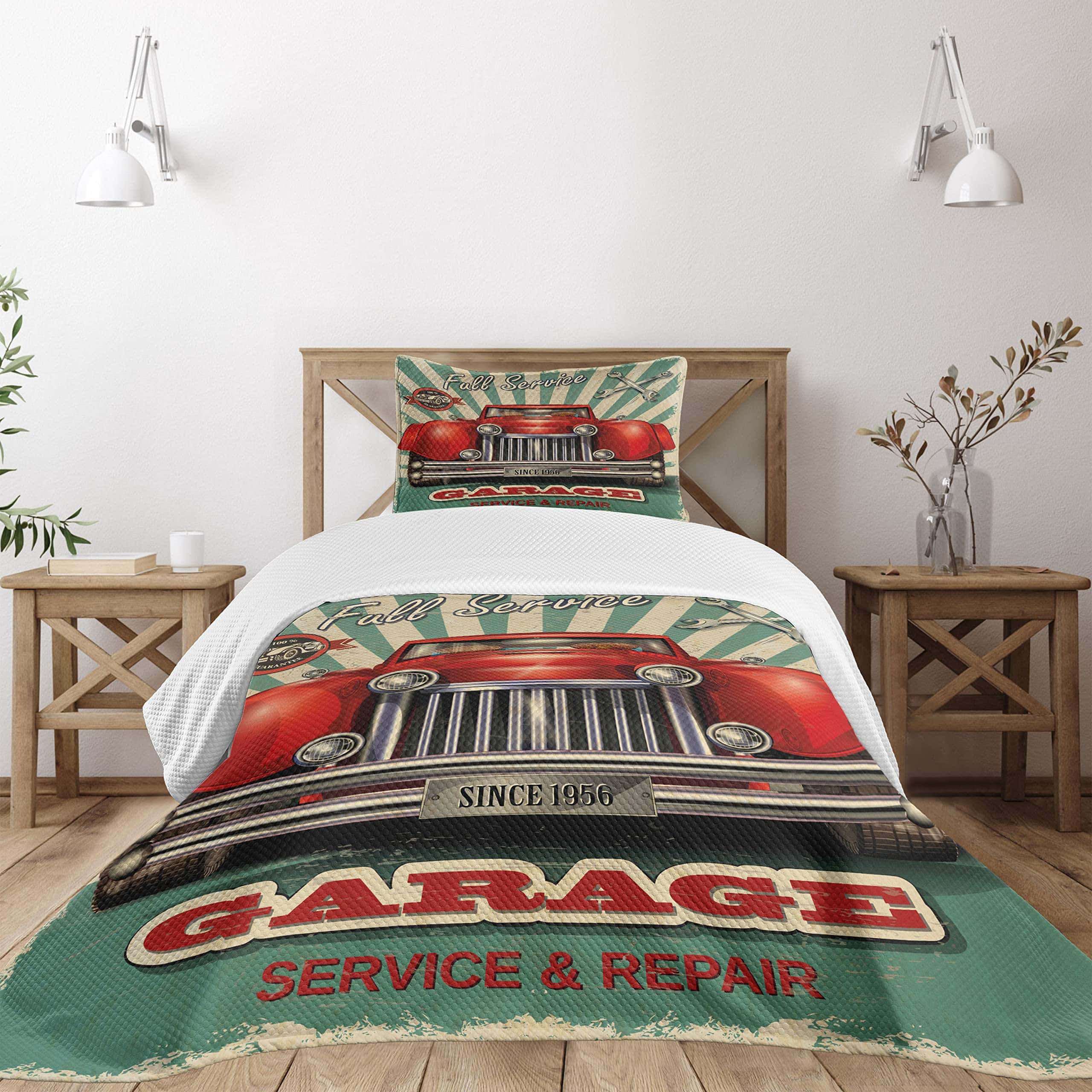 Cubrecama Lunarable Man Cave, Estilo Publicitario Retro de